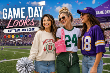 Game Day Looks – Any Team. Any Color." Perfect inspiration for women's football game day fashion.