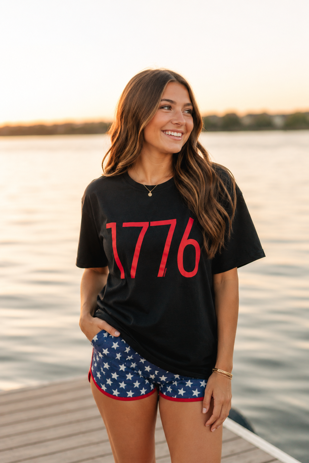 1776 on Black Tee Shirt Blank