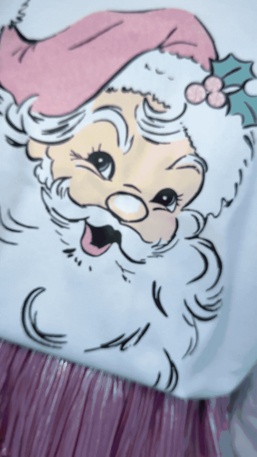 Cute Santa on French Terry Crewneck, White