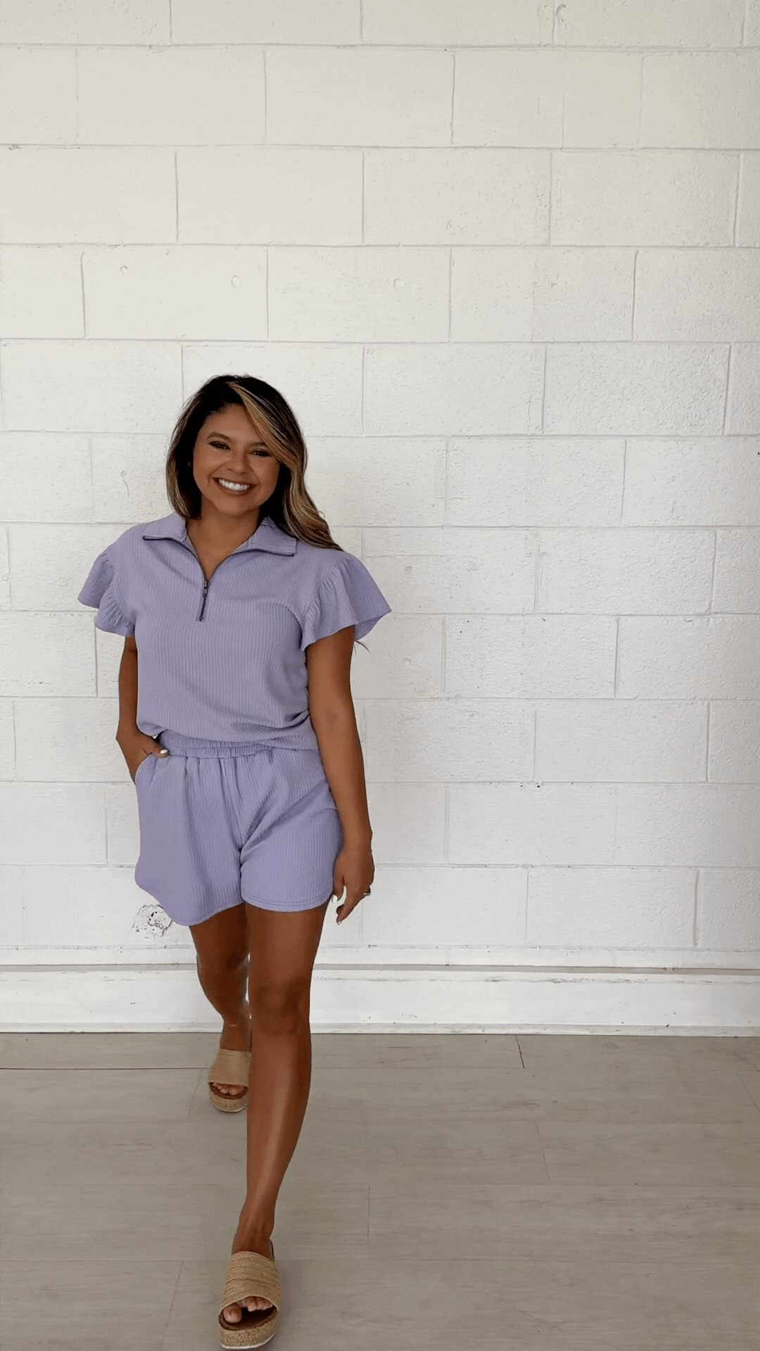 Lilac Purple Knit Shorts