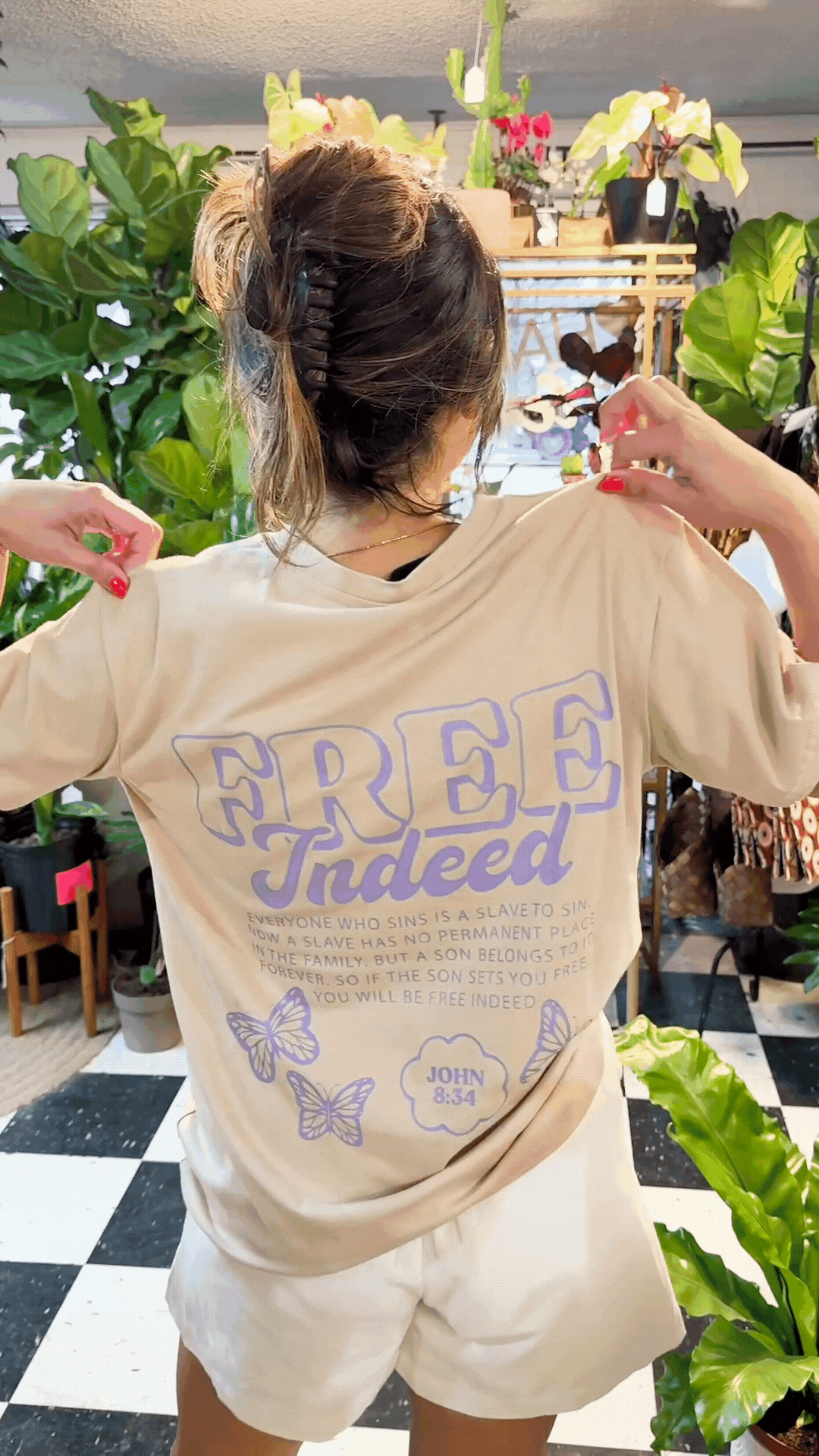 Free Indeed Beige Tee Shirt