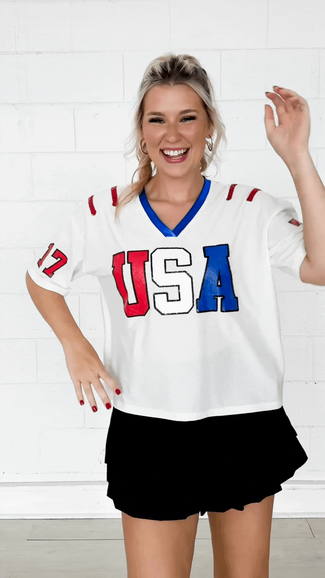 USA Glitter Jersey Top