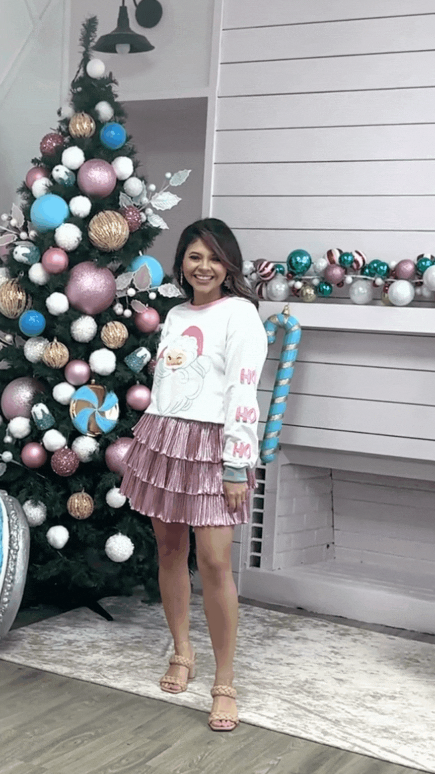 Glitter Santa on White Sweatshirt