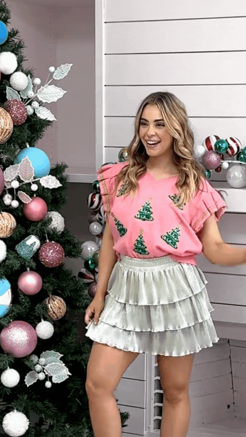 Glitter Tree Patches Sweater Vest