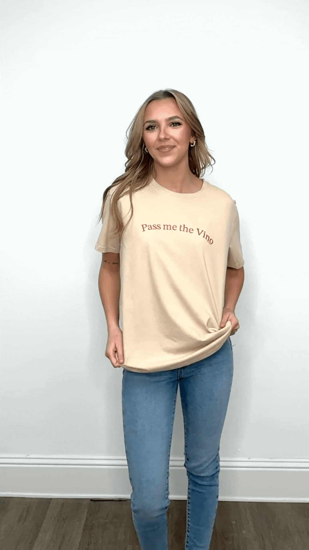 Pass Me the Vino on Beige Tee Shirt