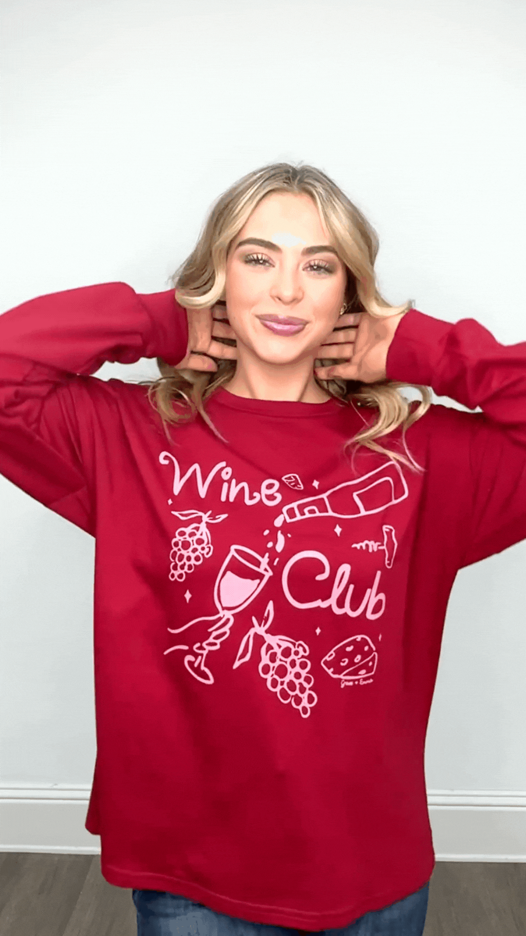 Wine Club on Light Weight Sweatshirt, Maroon