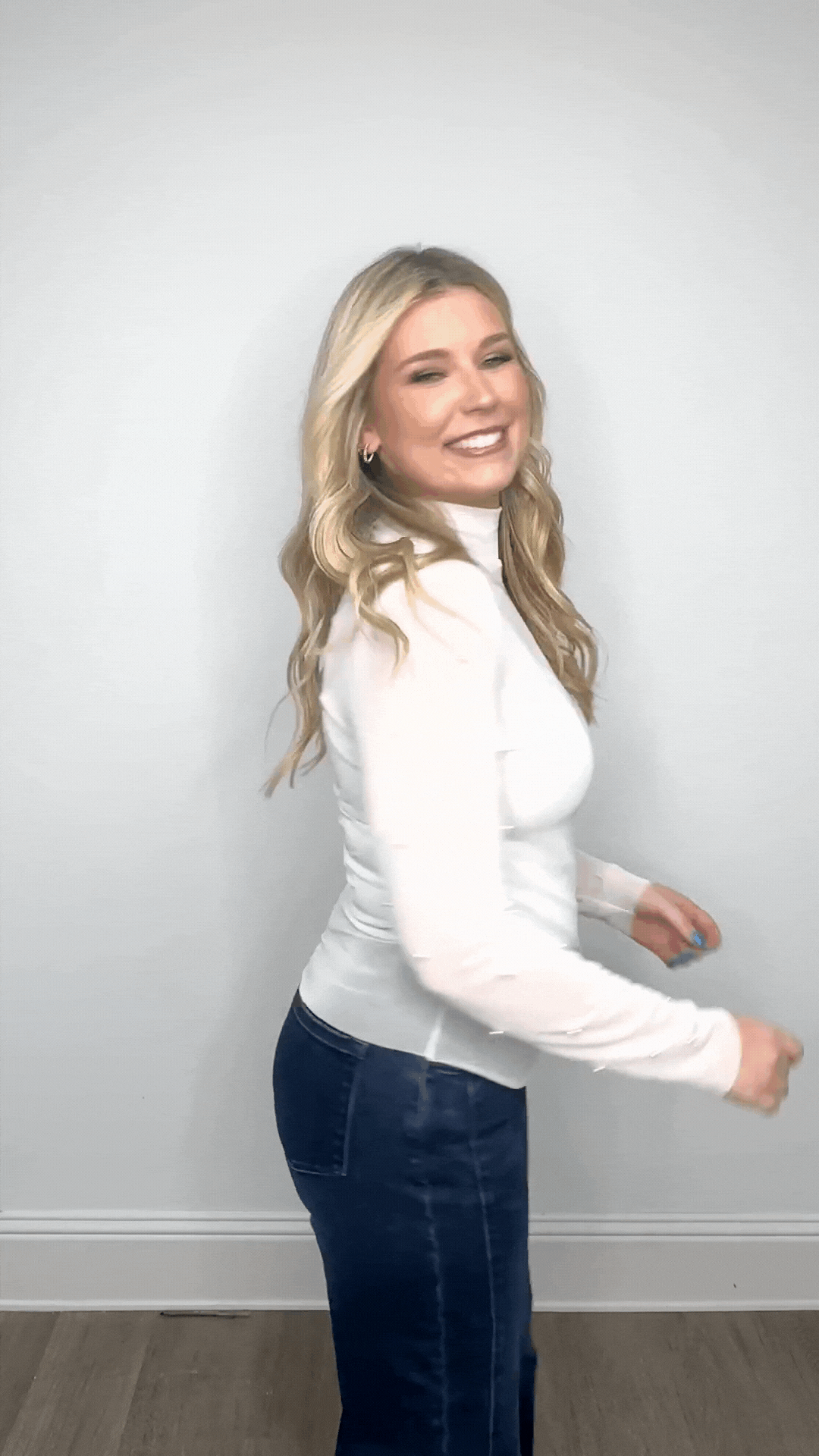 Mock Neck Mesh Top with Pearl Detail, White