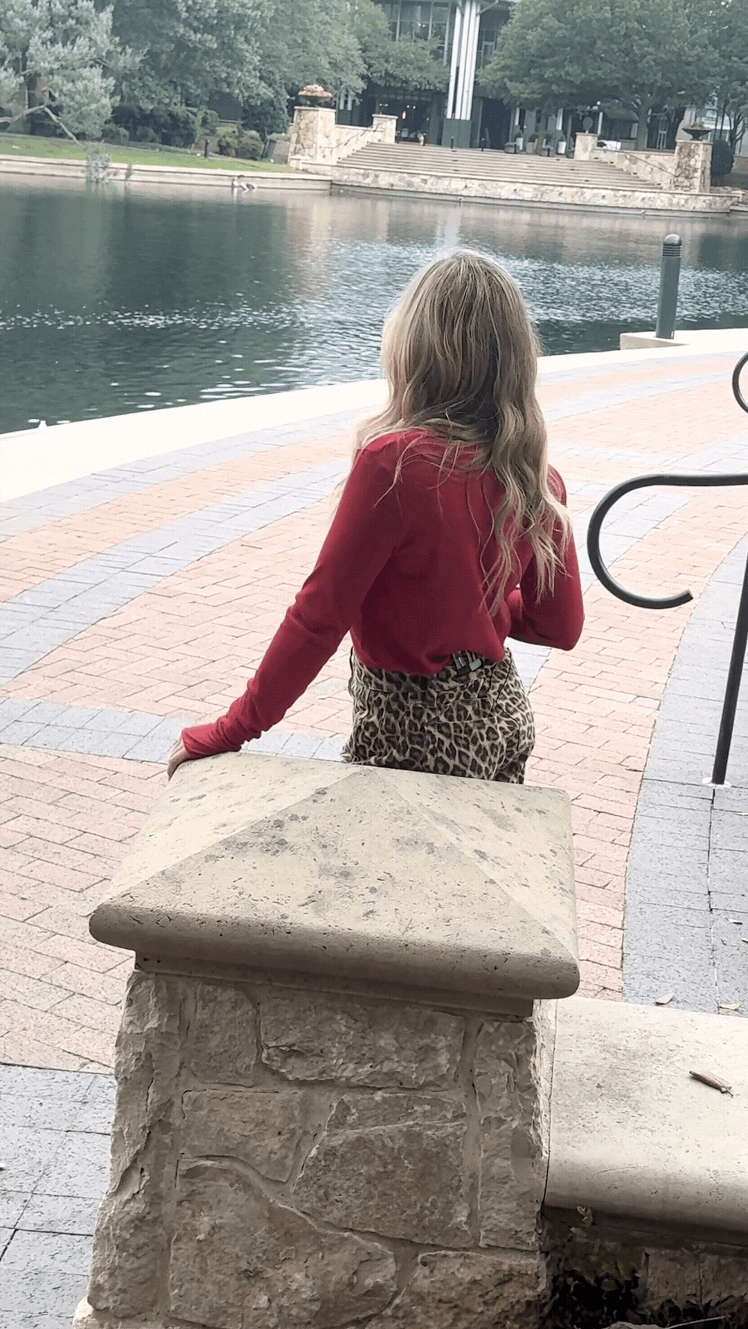 Ribbed Long-Sleeve Top, Red