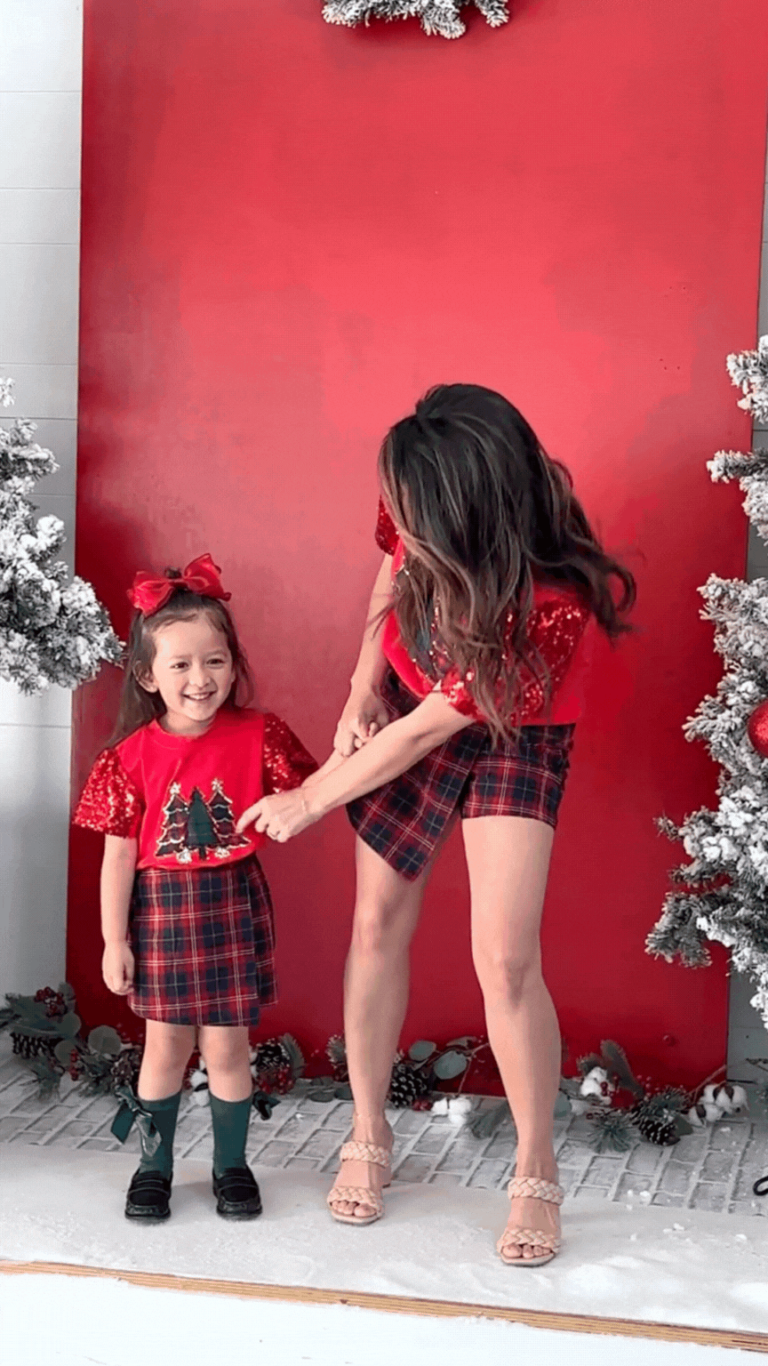 Kids' Festive Forest on Princess Top, Red