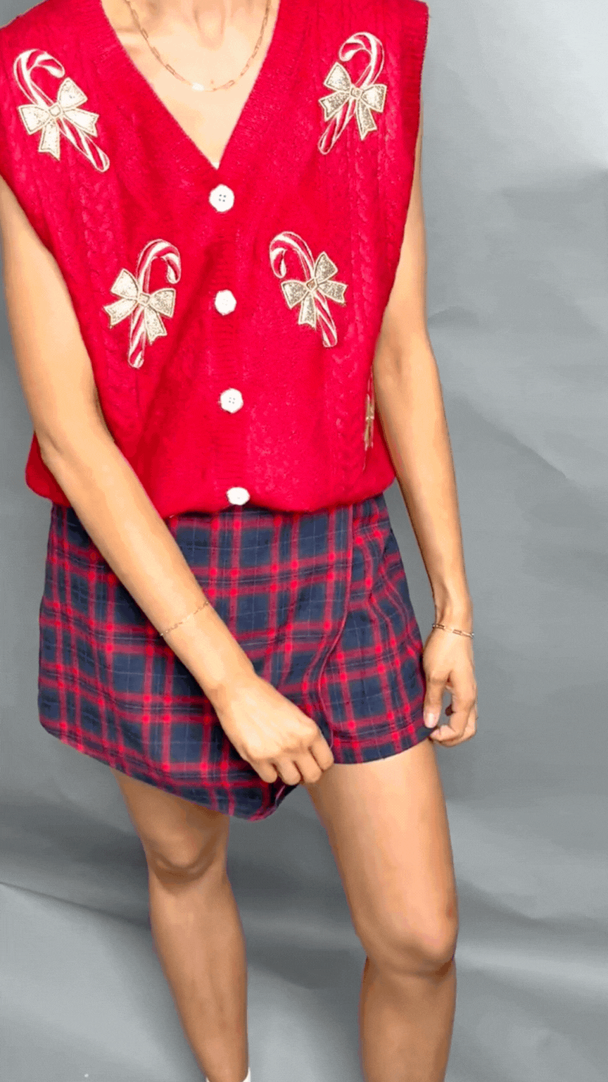 Plaid Asymmetrical Skort