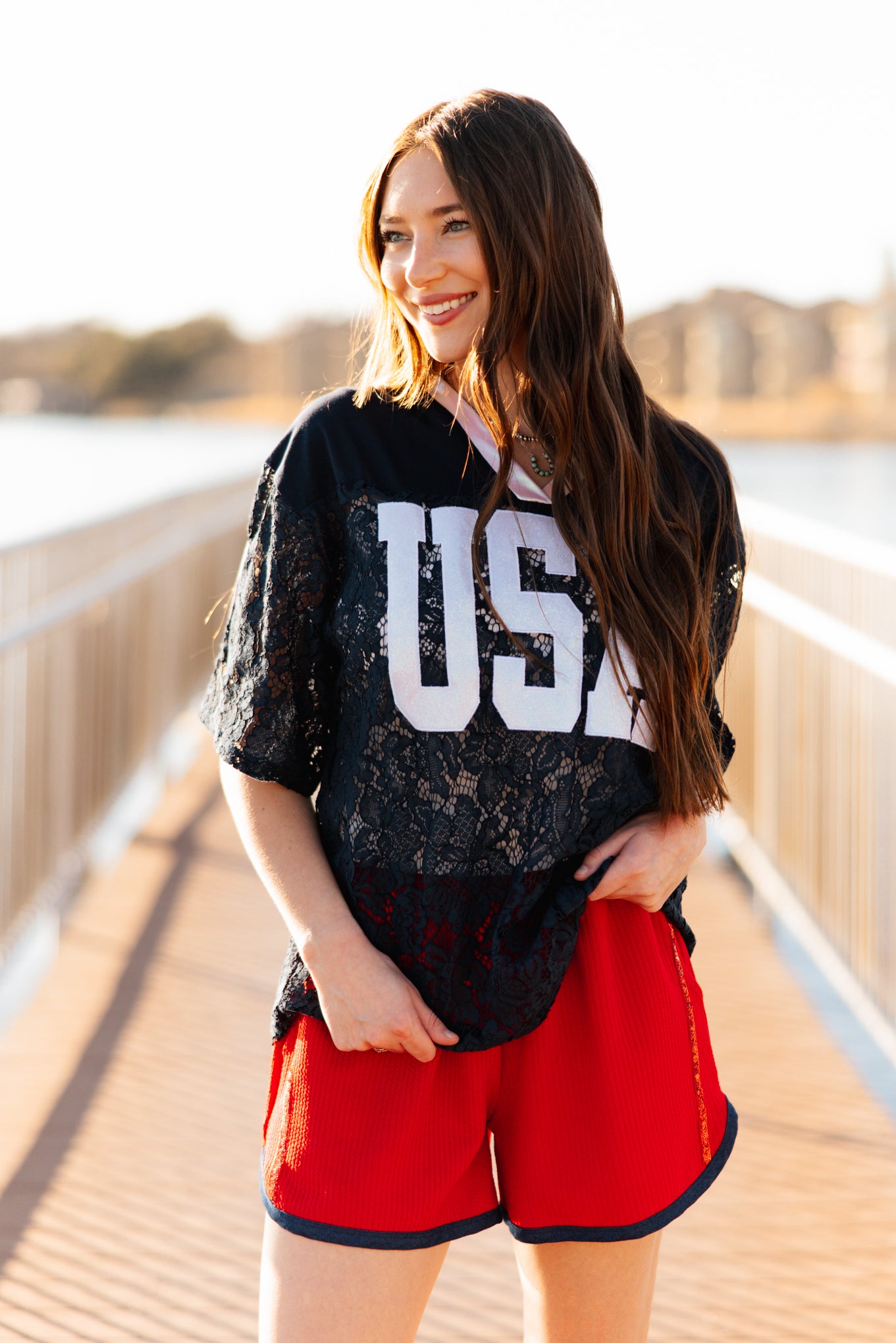 Navy Lace "USA" Jersey