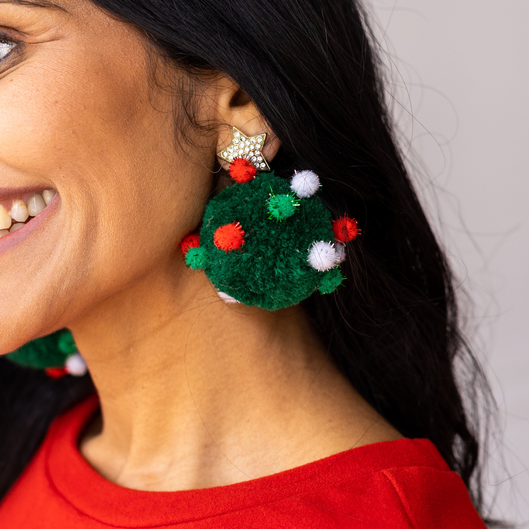 Let It Snow Green Pom Pom Earrings
