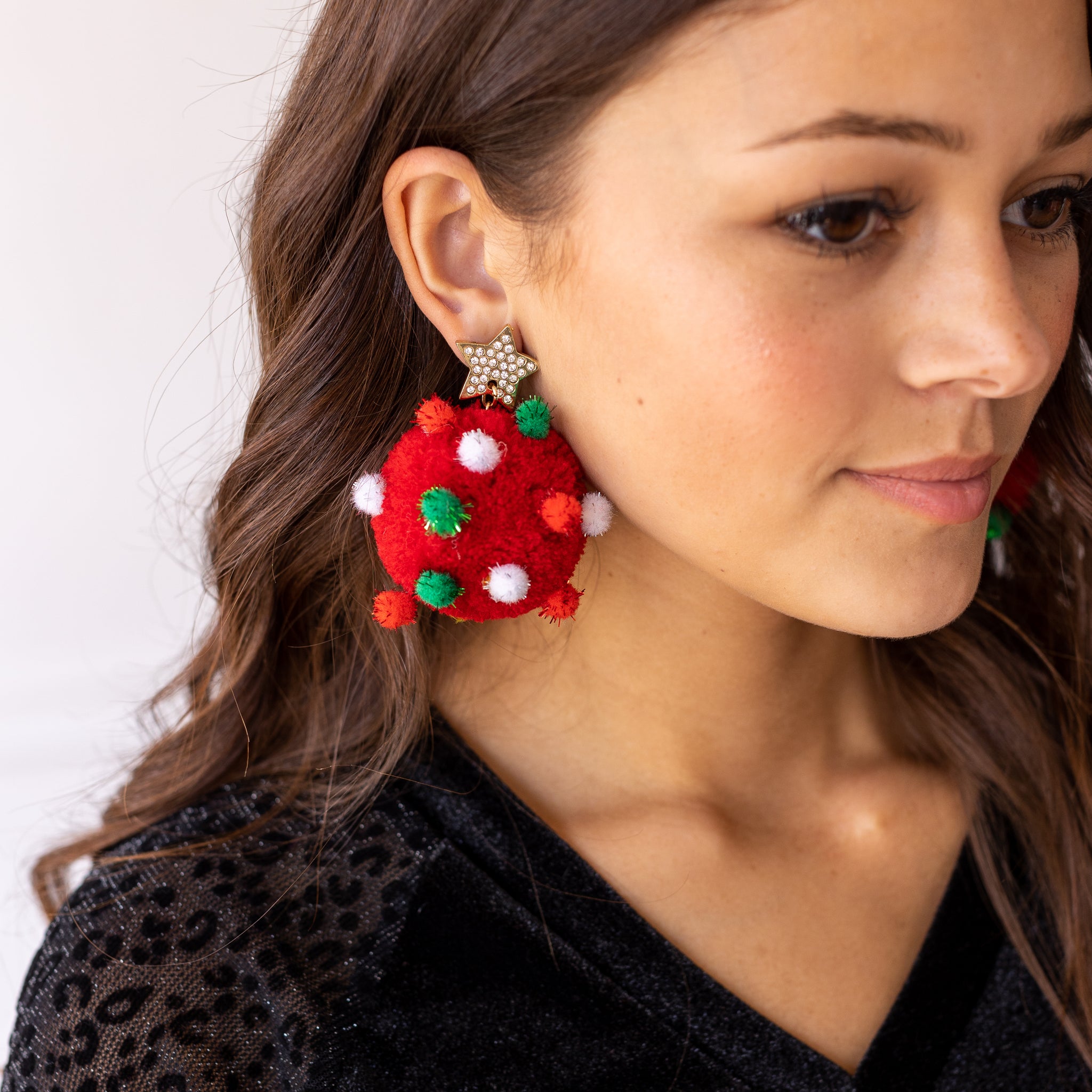 Let It Snow Red Pom Pom Earrings
