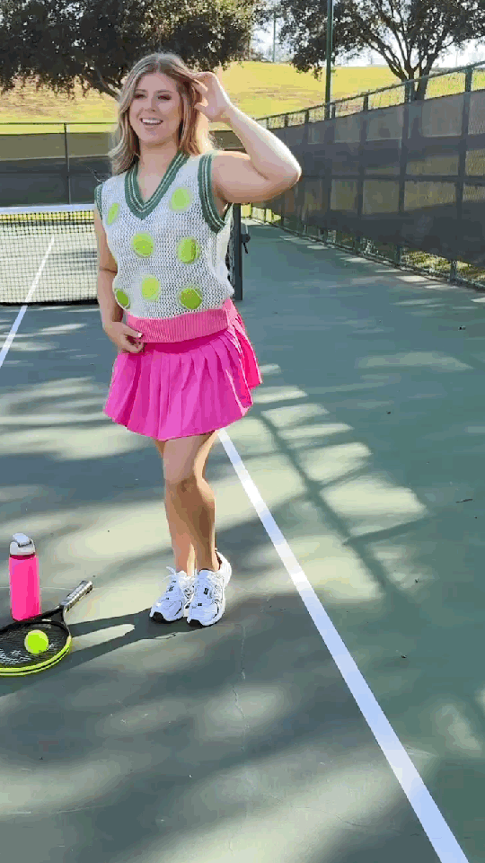 Tennis Ball Glitter Patches Sweater Vest