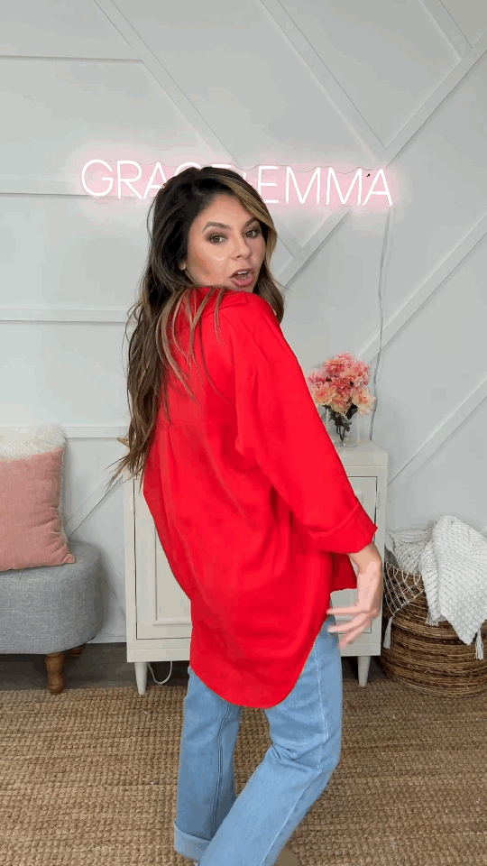 Kathryn Classic Button-Up, Red