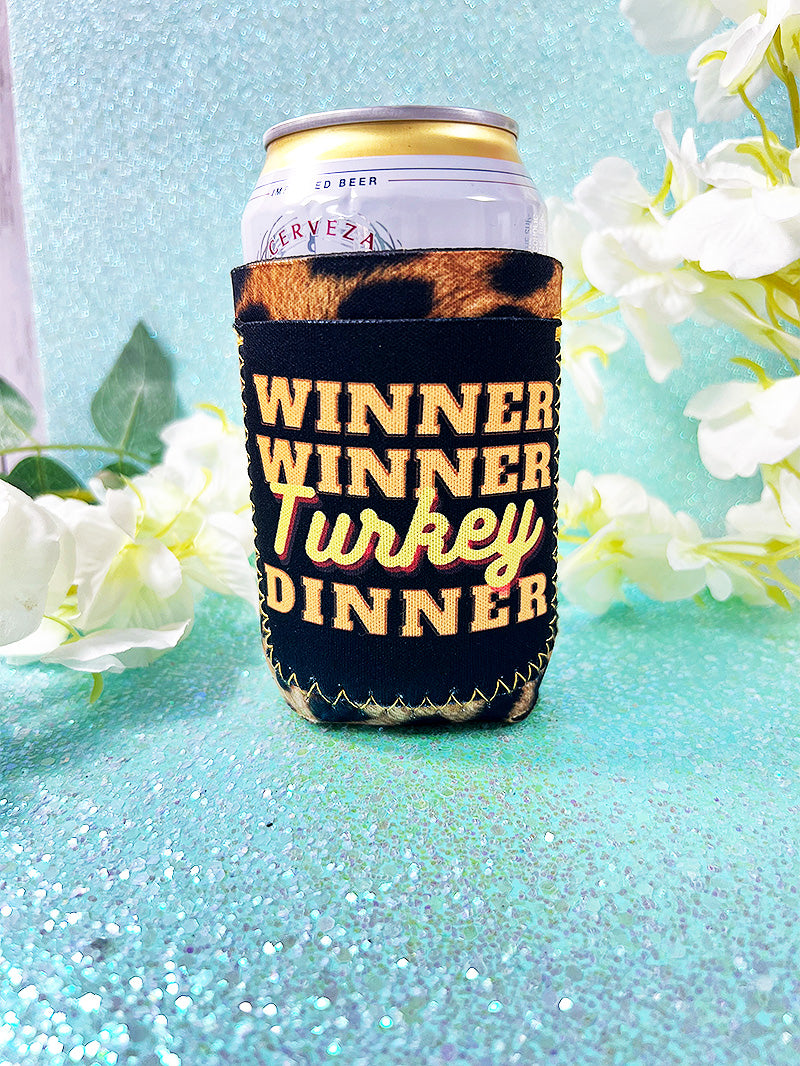 Winner Winner Turkey Dinner Leopard Can Cooler