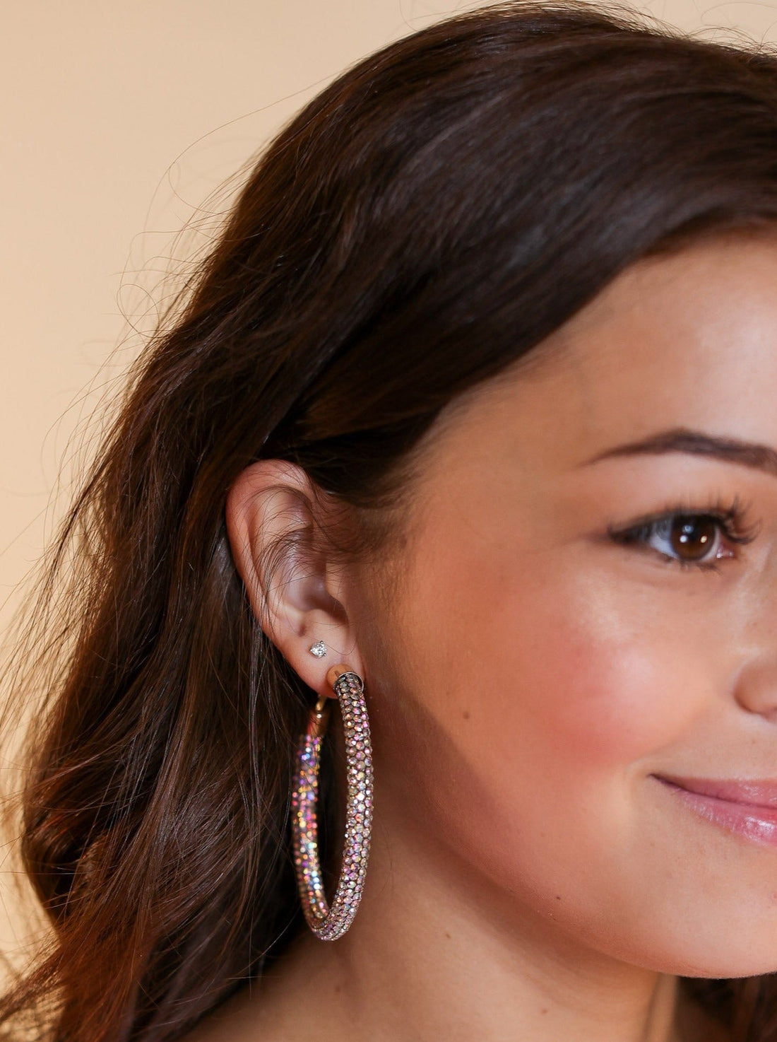 Let's Go Girls Iridescent Crystal Hoop Earrings