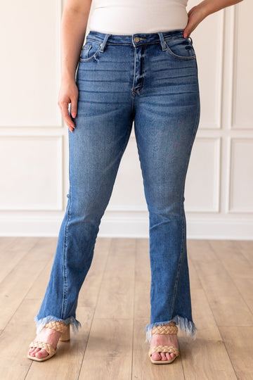 The Hannah Medium Wash Shark Bite Flares