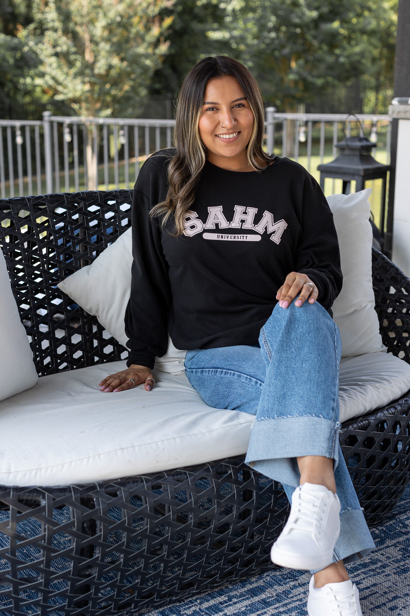 Stay At Home Mom University on Black Crewneck