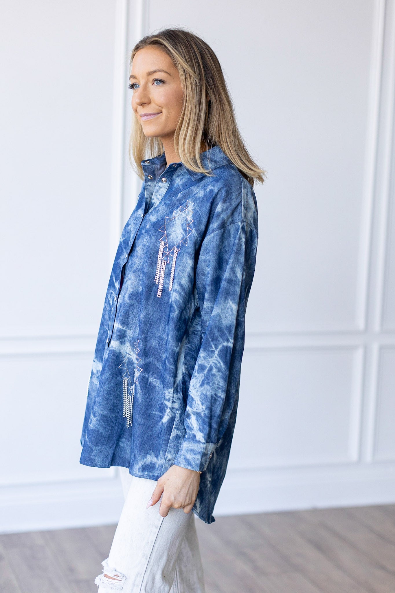 Sparkles and Spurs Western Denim Shirt