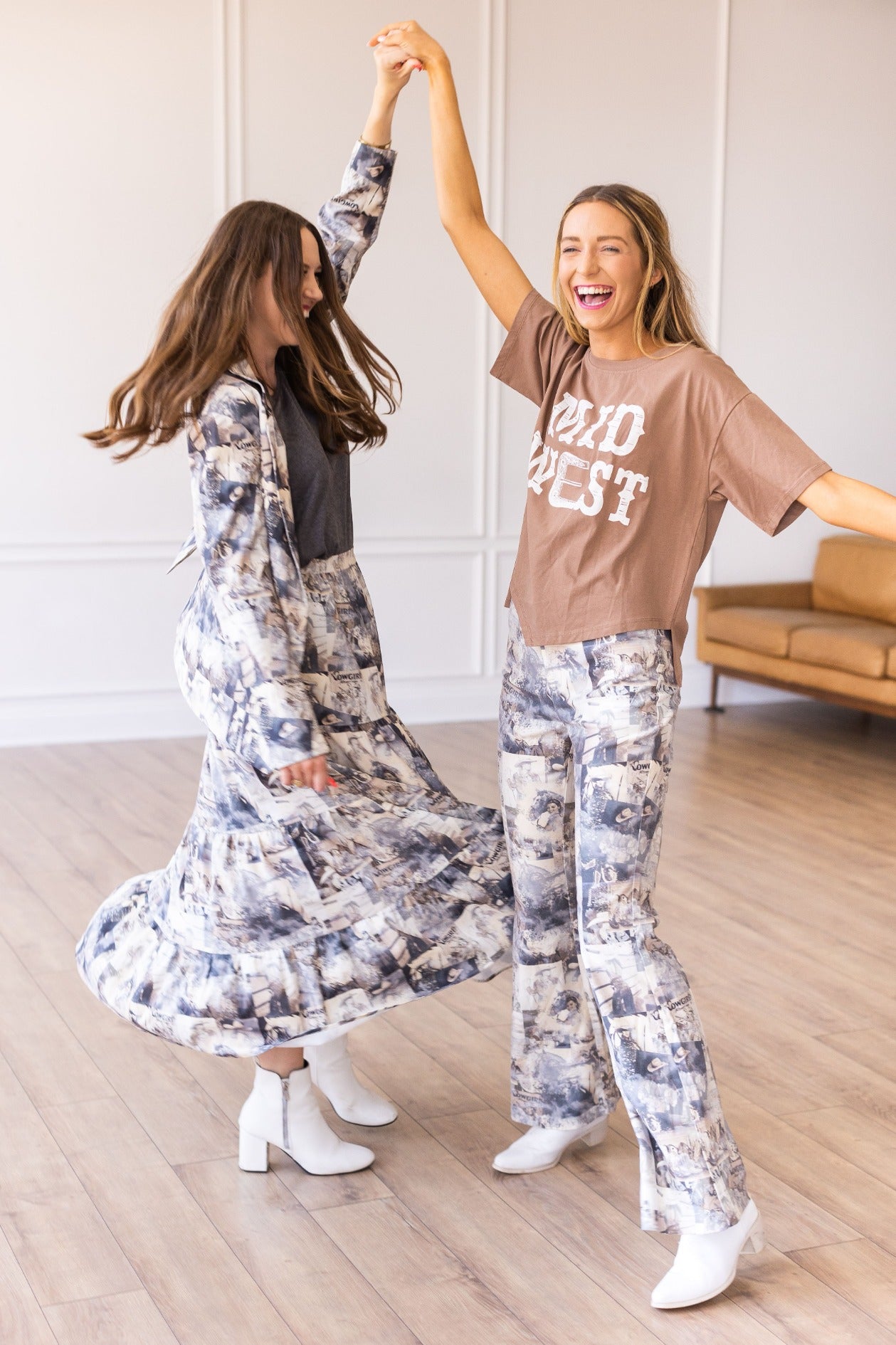 Western Print Tiered Maxi Skirt