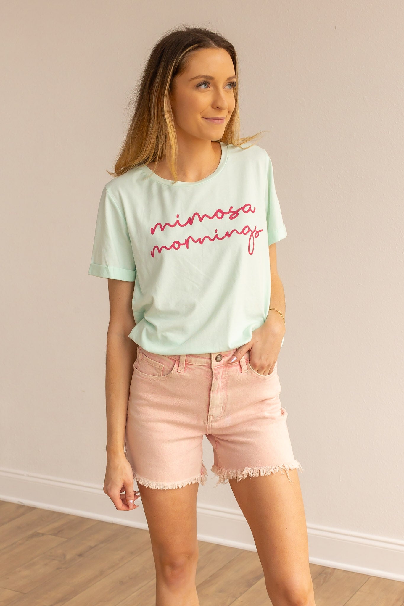 Mimosa Mornings On Mint Chocolate Chip-Mint Cuff Tee