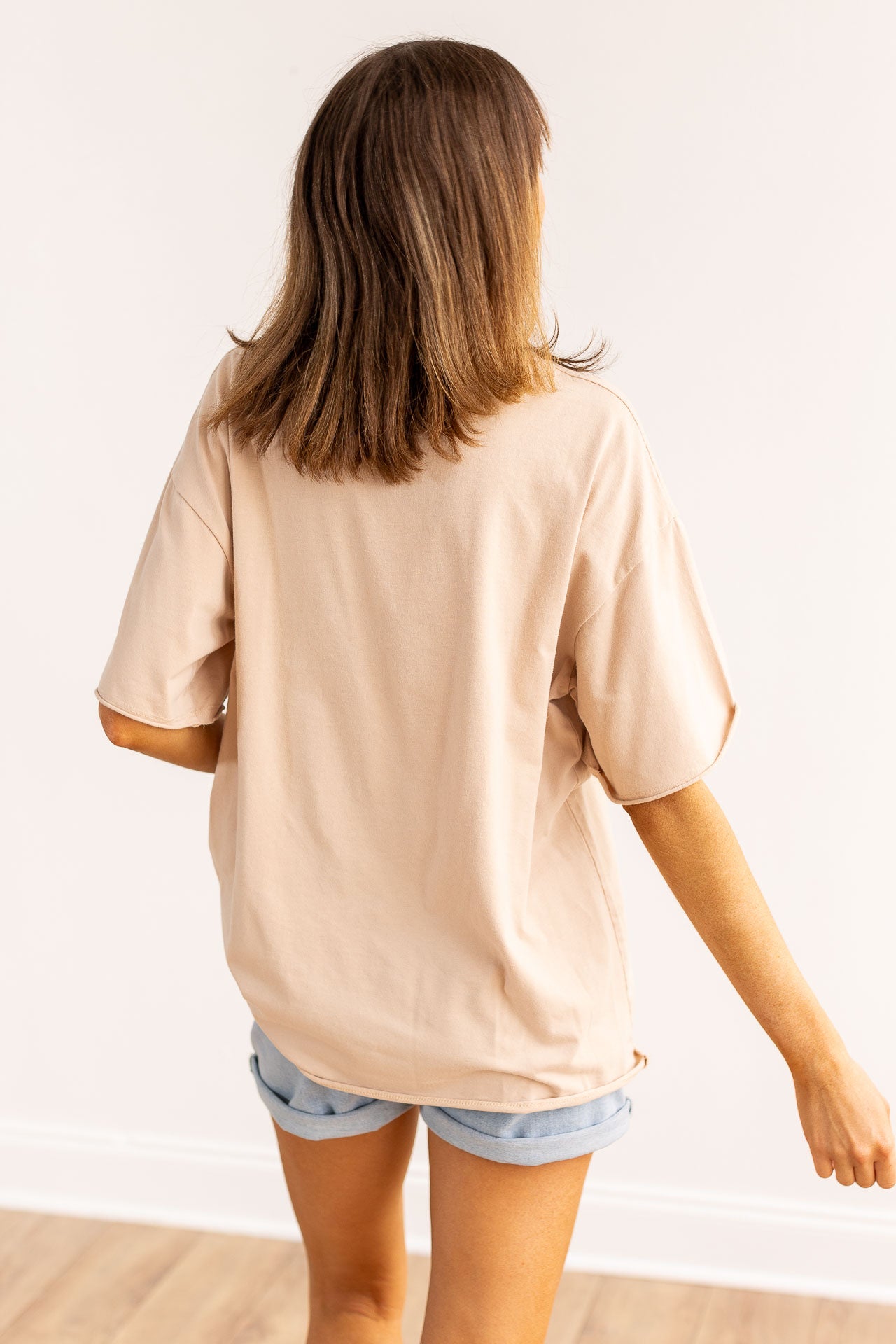 Beige Boxy Tee Blank