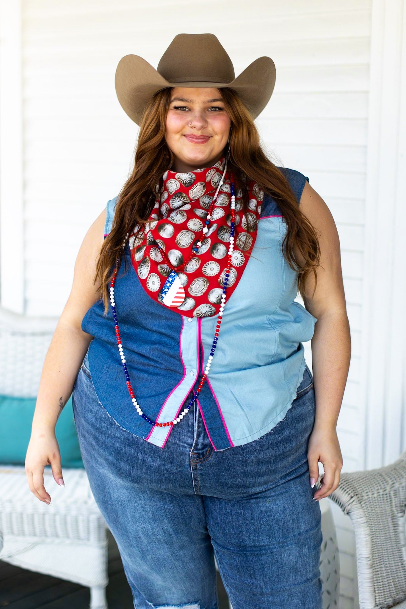 Sleeveless Pearl Snap Western Shirt