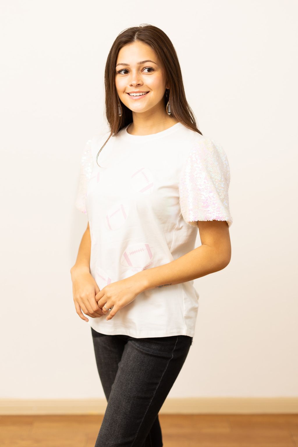 Footballs on Princess Top, White