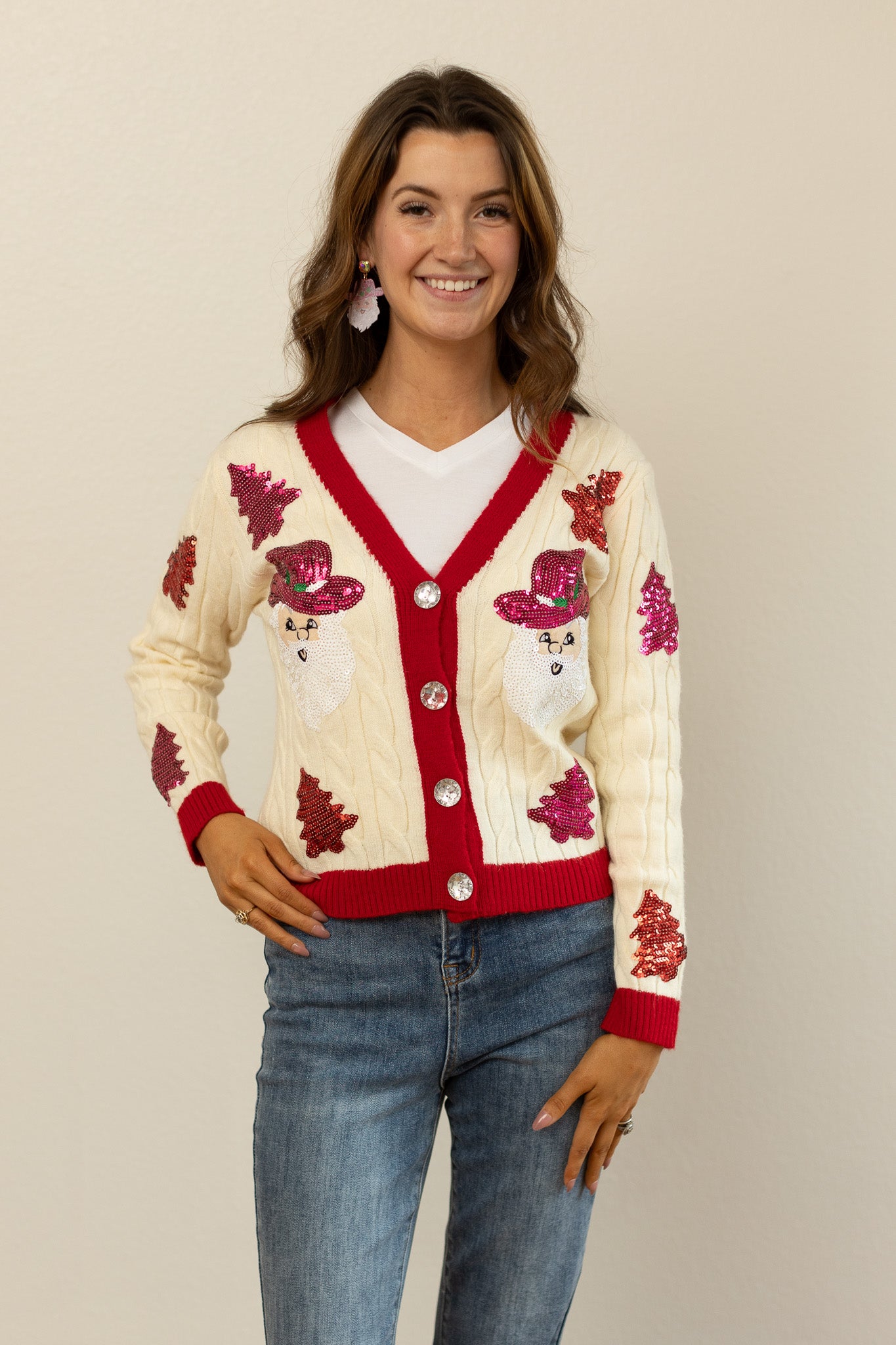 Cowboy Santa Patches Cardigan (AS IS)