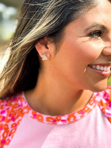 Texas On My Mind Druzy Stud Earrings, Rose Gold