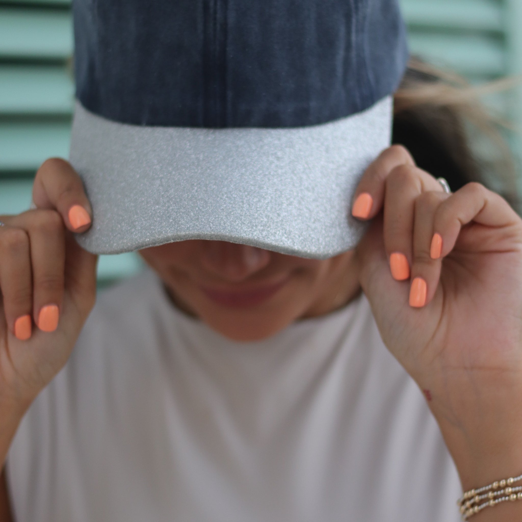 Navy Hat with Silver Glitter Bill