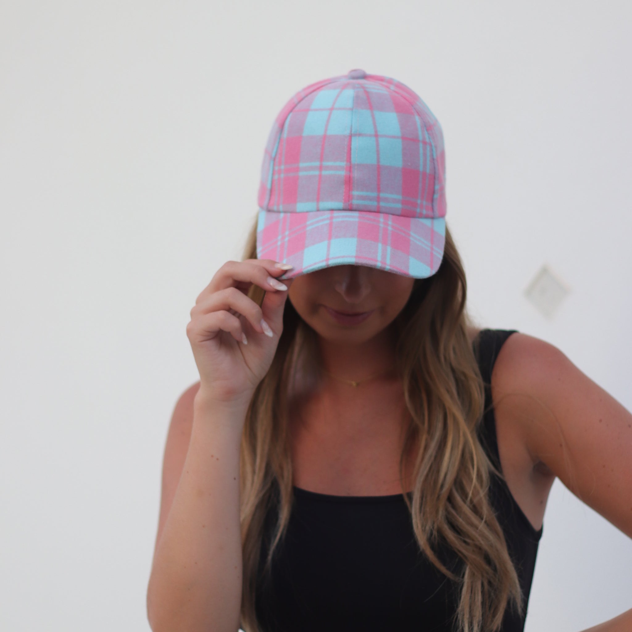 Pink & Blue Plaid Hat