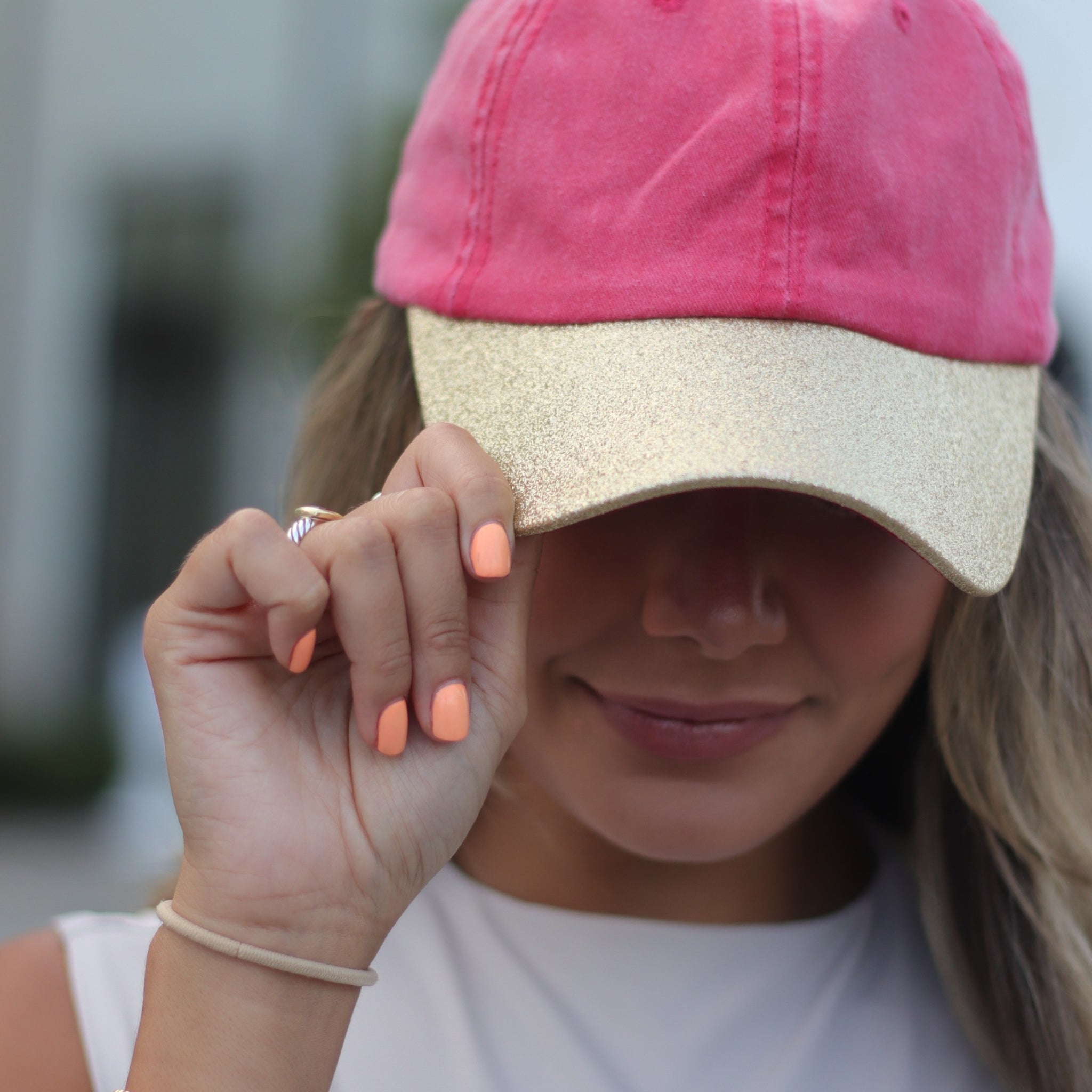 Orange Hat with Gold Glitter Bill