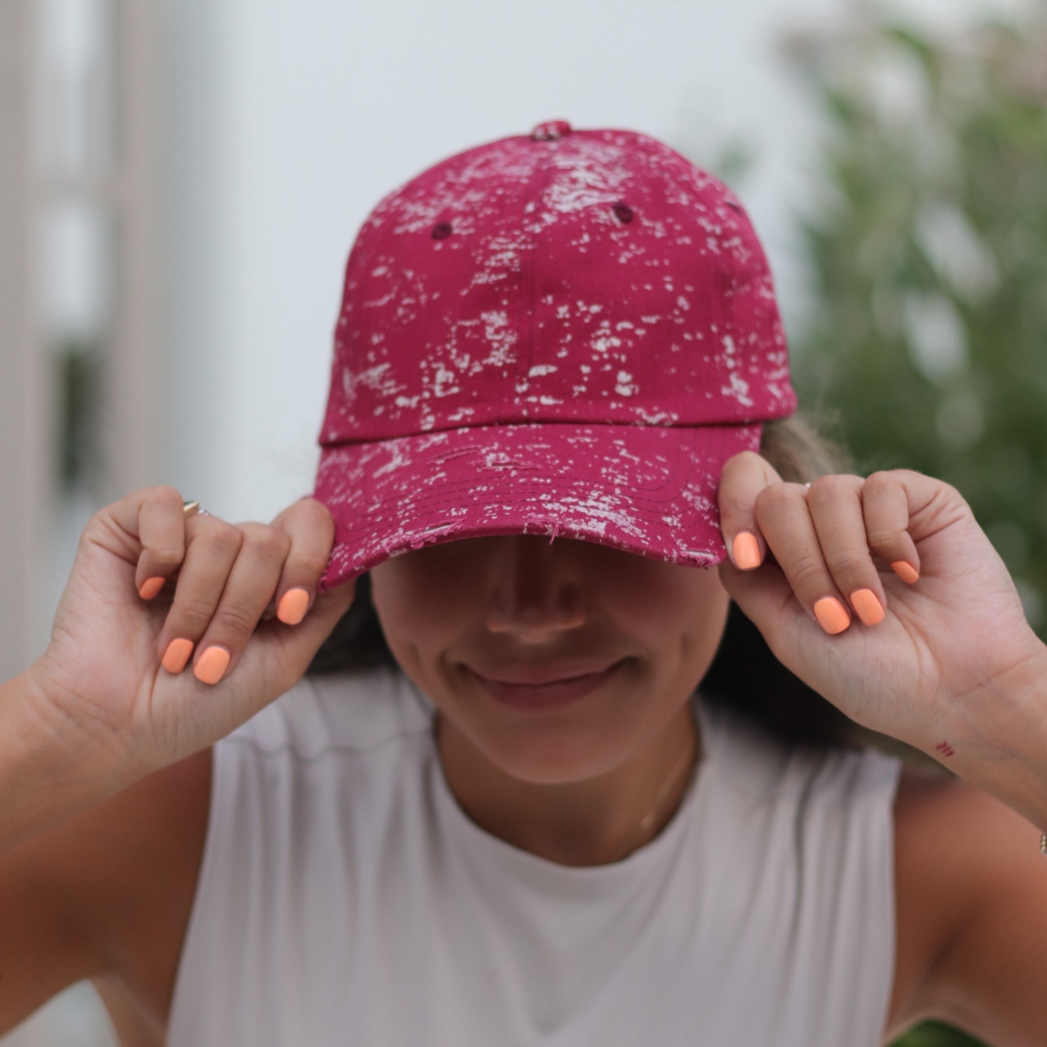 Maroon Spatter Hat with Mesh