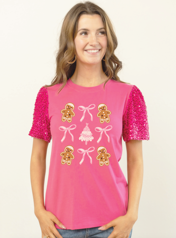 Gingerbread Bows on Princess Top, Fuchsia