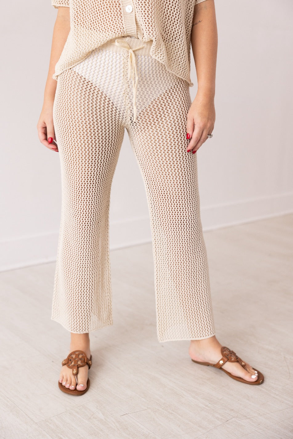 Cover-Up Crochet Pants, Cream