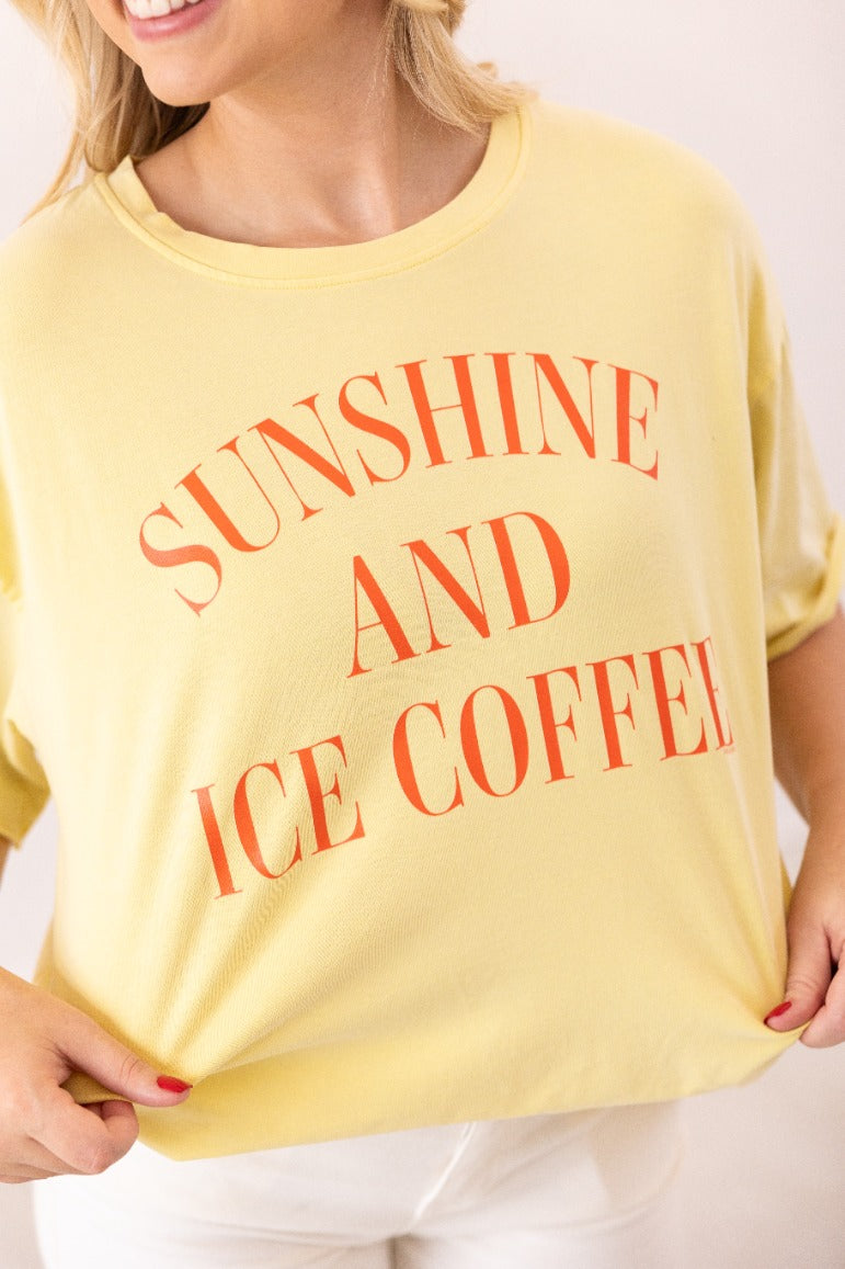 Sunshine & Ice Coffee On Yellow Relaxed Fit Tee
