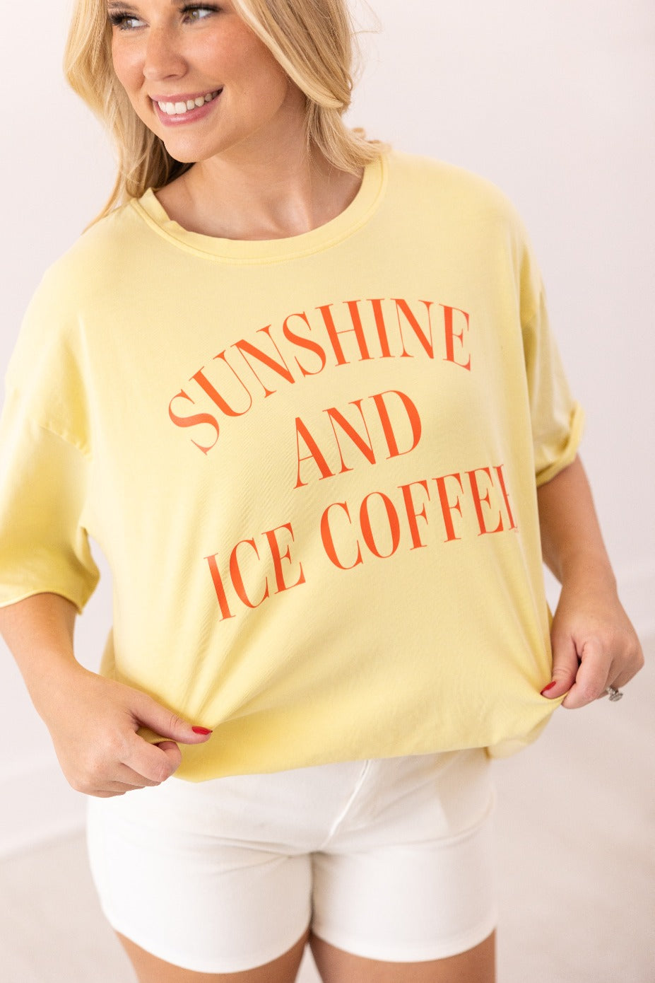Sunshine & Ice Coffee On Yellow Relaxed Fit Tee