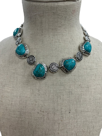 Silver and Turquoise Stone Choker Necklace