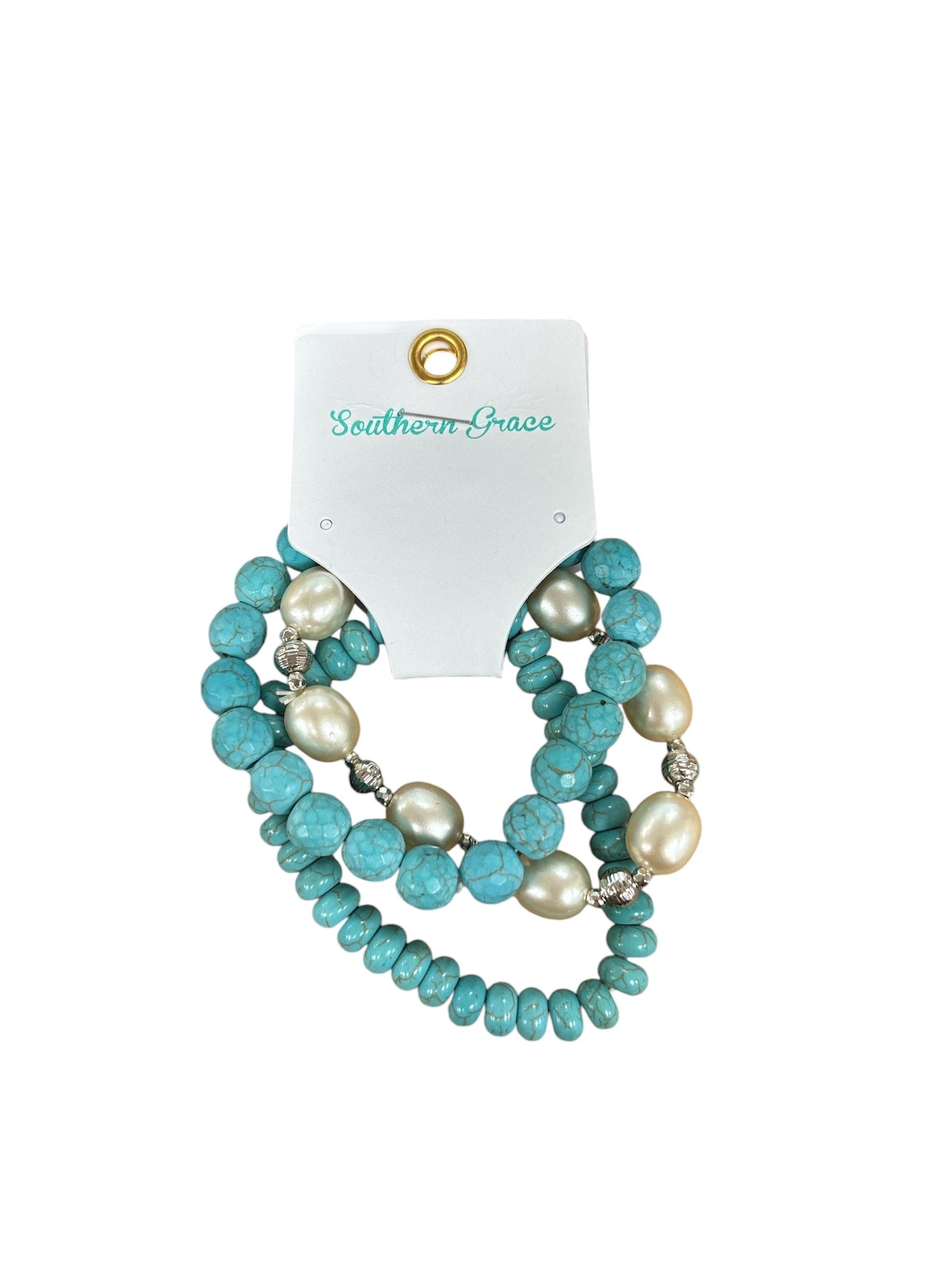 Turquoise Stone 3-Strand Bracelet