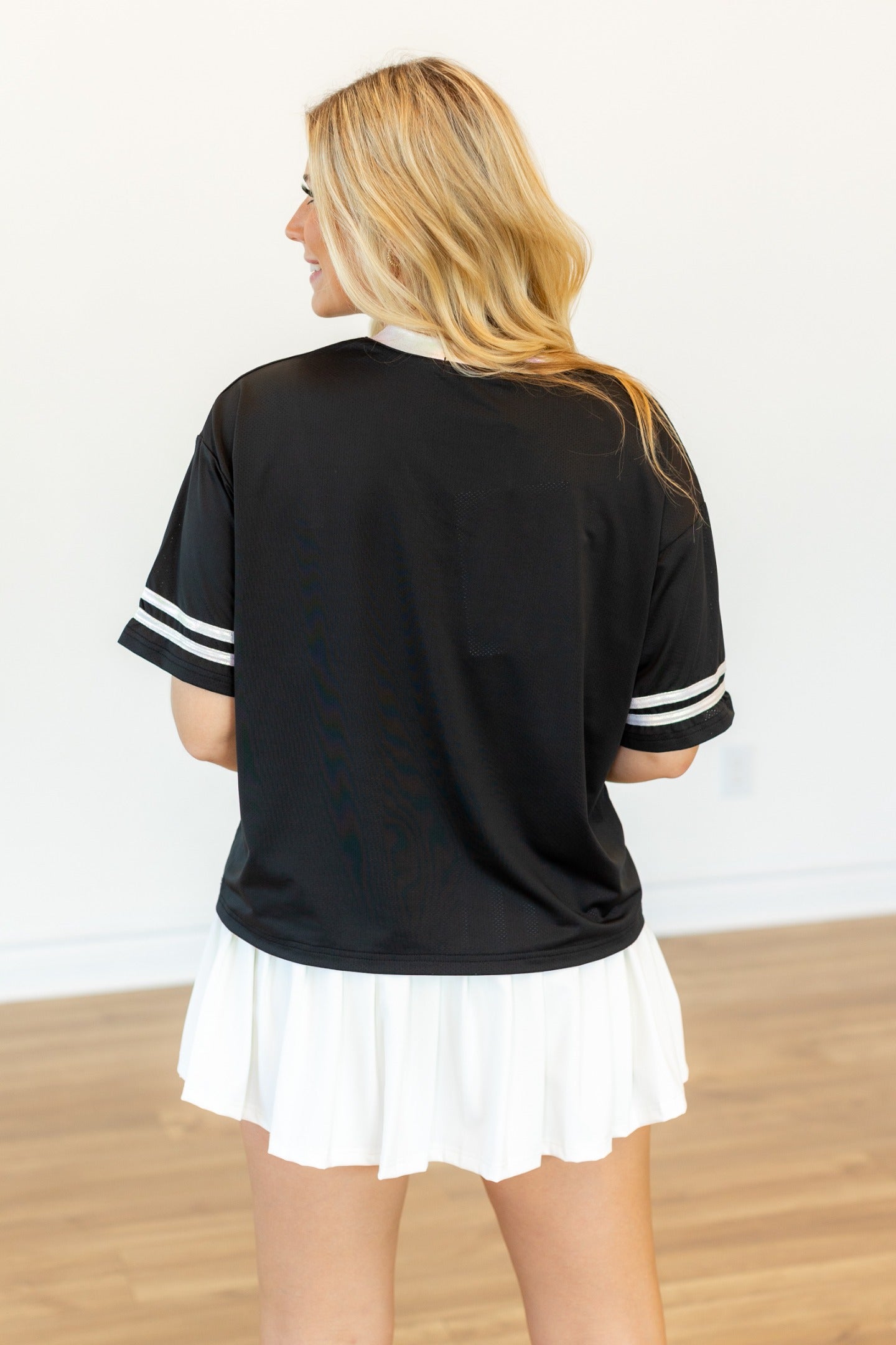 Gameday Black Jersey With Iridescent Sequin