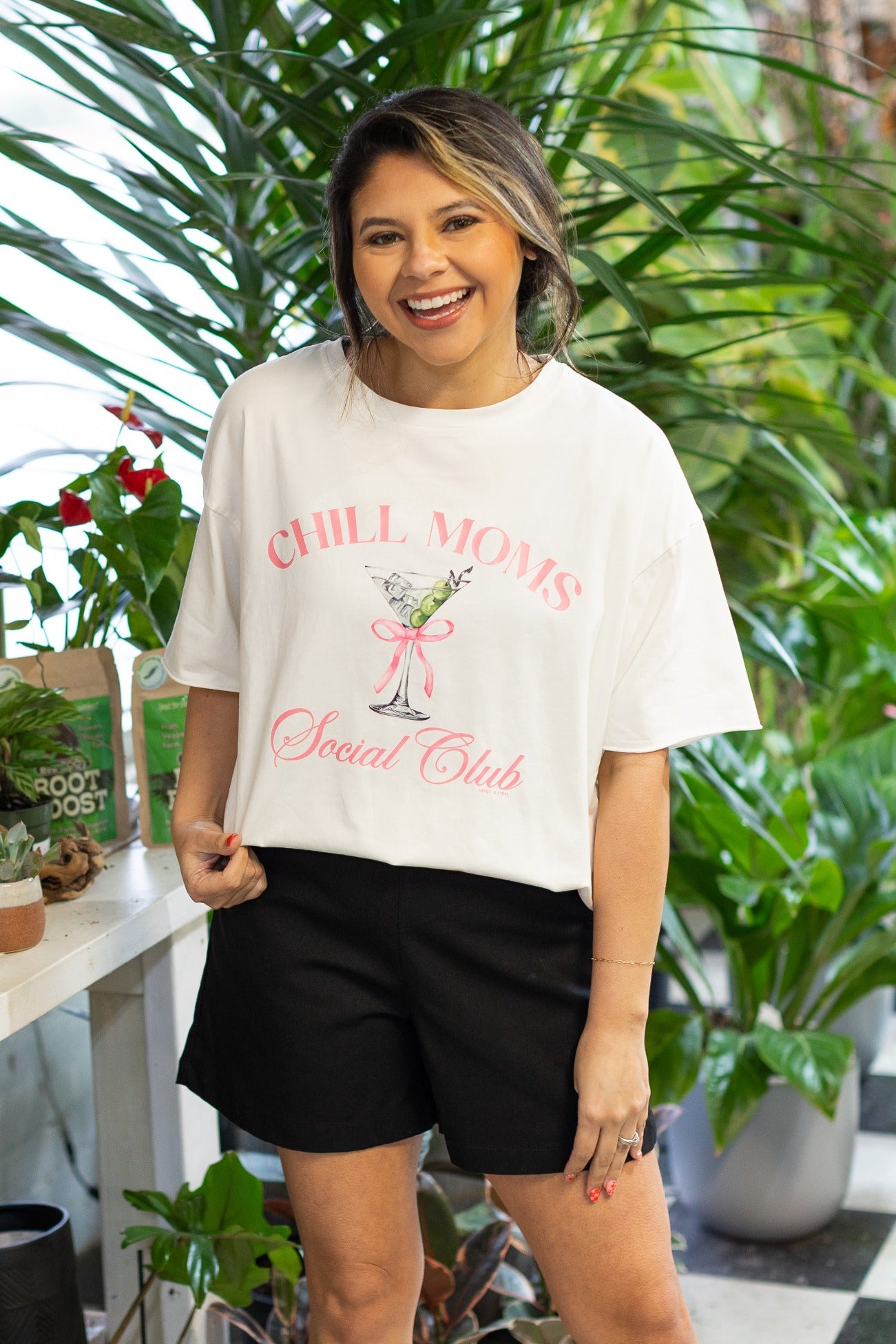 Chill Moms Social Club on White Tee Shirt