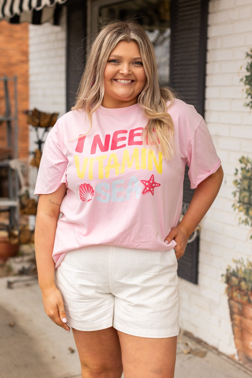 I Need Vitamin Sea On Pink Relaxed Fit Tee