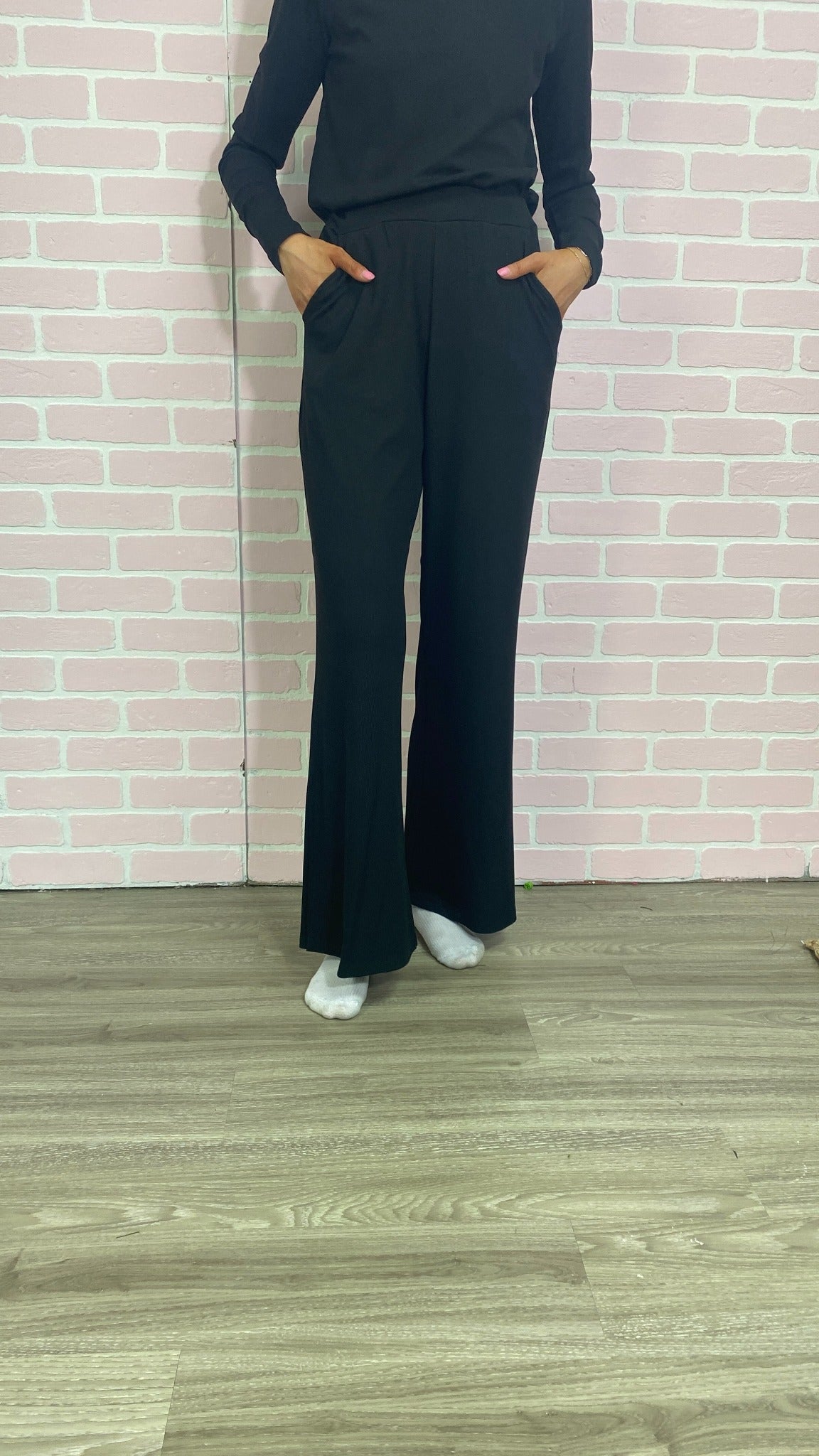 Ribbed Lounge Pants, Black