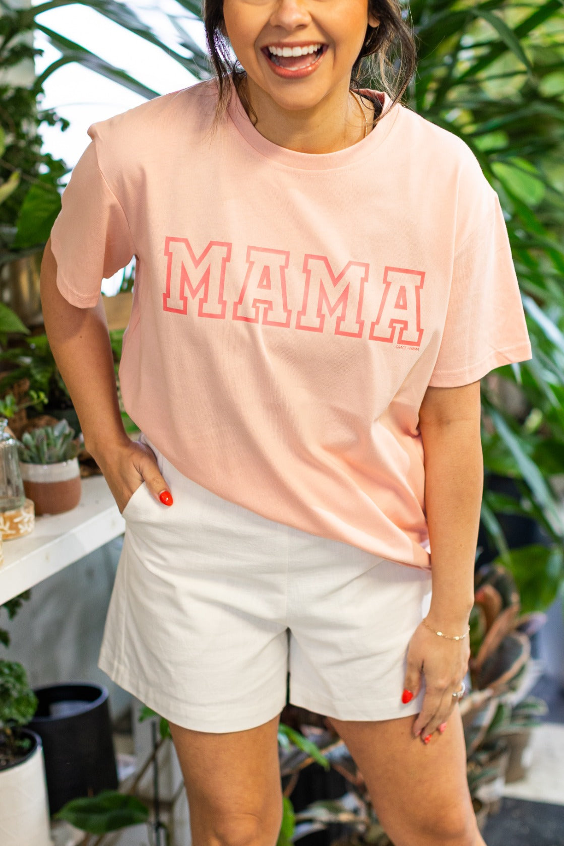 MAMA on Pink Tee Shirt