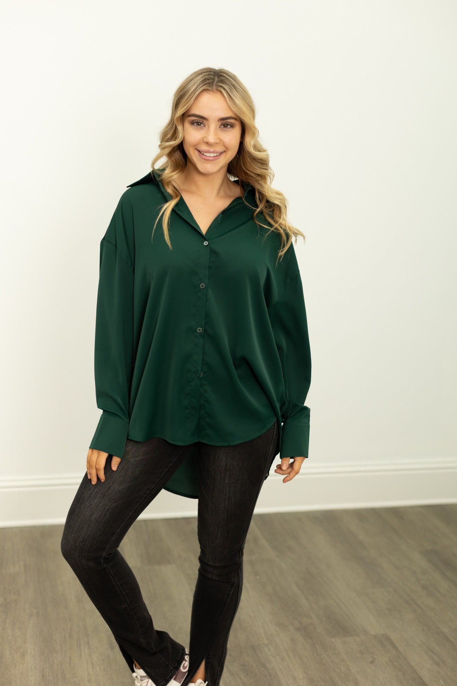 The Kathryn Button-Up, Forest Green