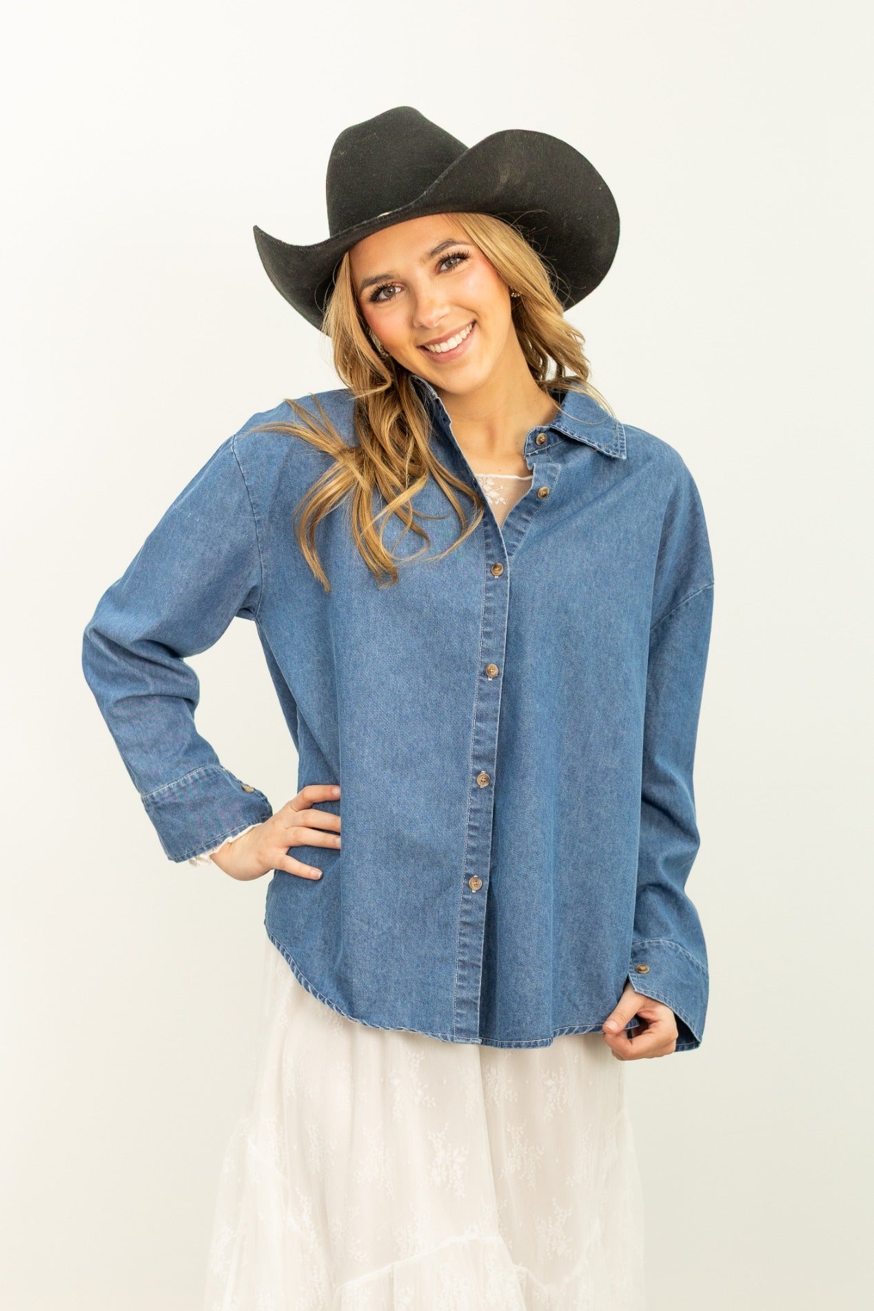 Kathryn Classic Button-Up, Chambray