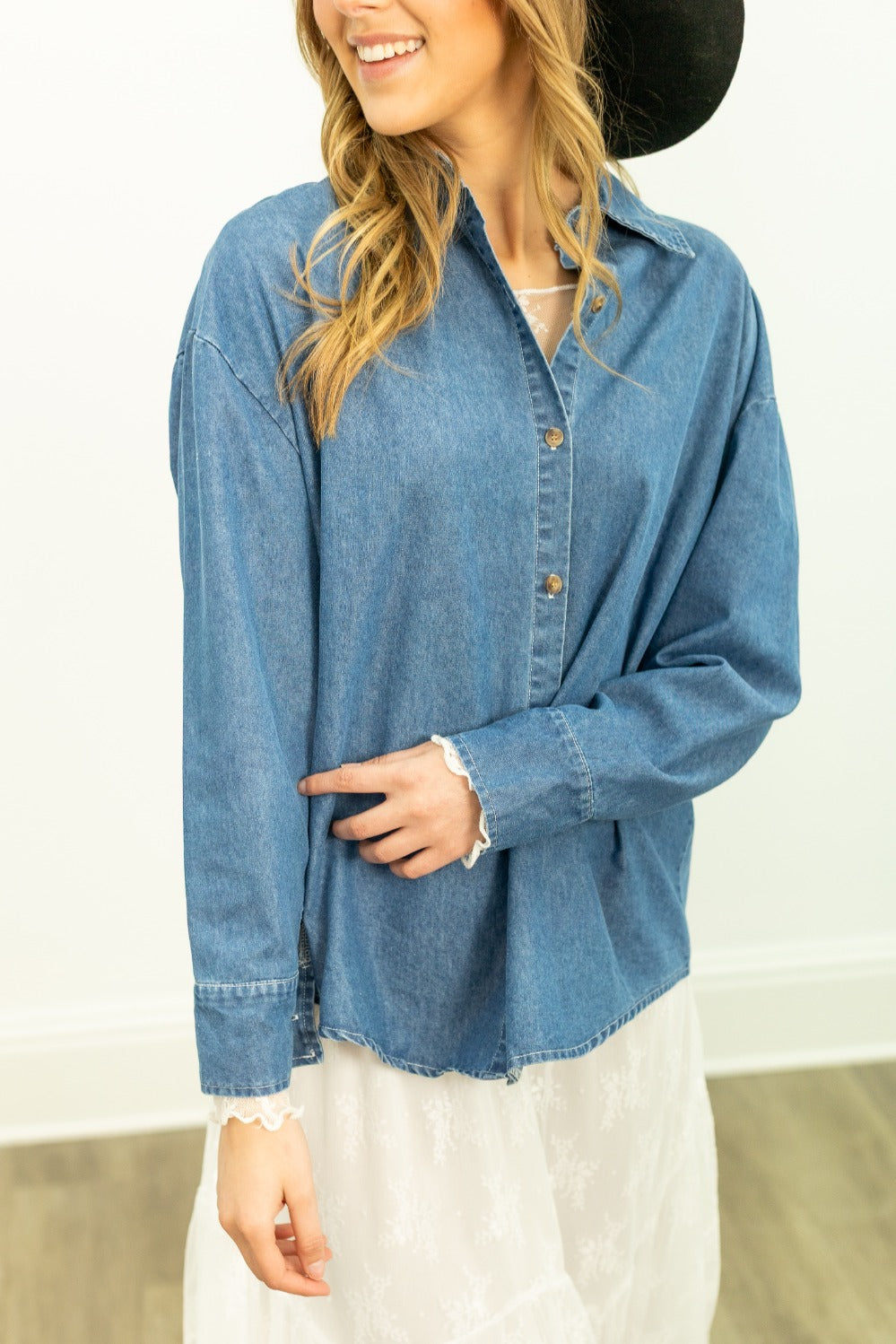 Kathryn Classic Button-Up, Chambray