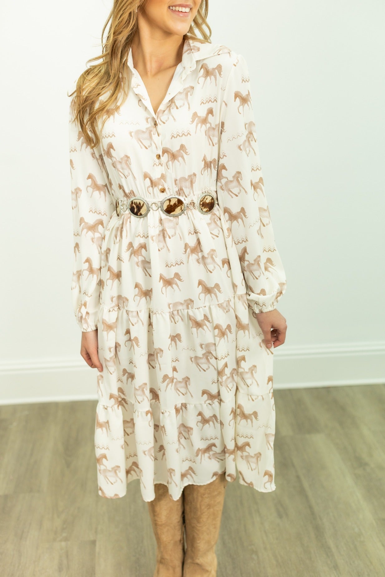 Horse Print Shirt Dress